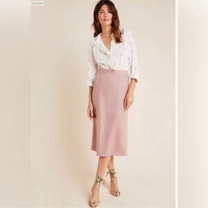 (NWT) Anthropologie Clarisa Pink Midi Snake Print Skirt (Size 14)